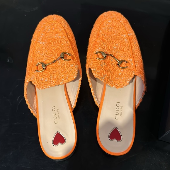 Gucci Shoes - Orange Gucci Princetown Lace Mule Shoes 39.5